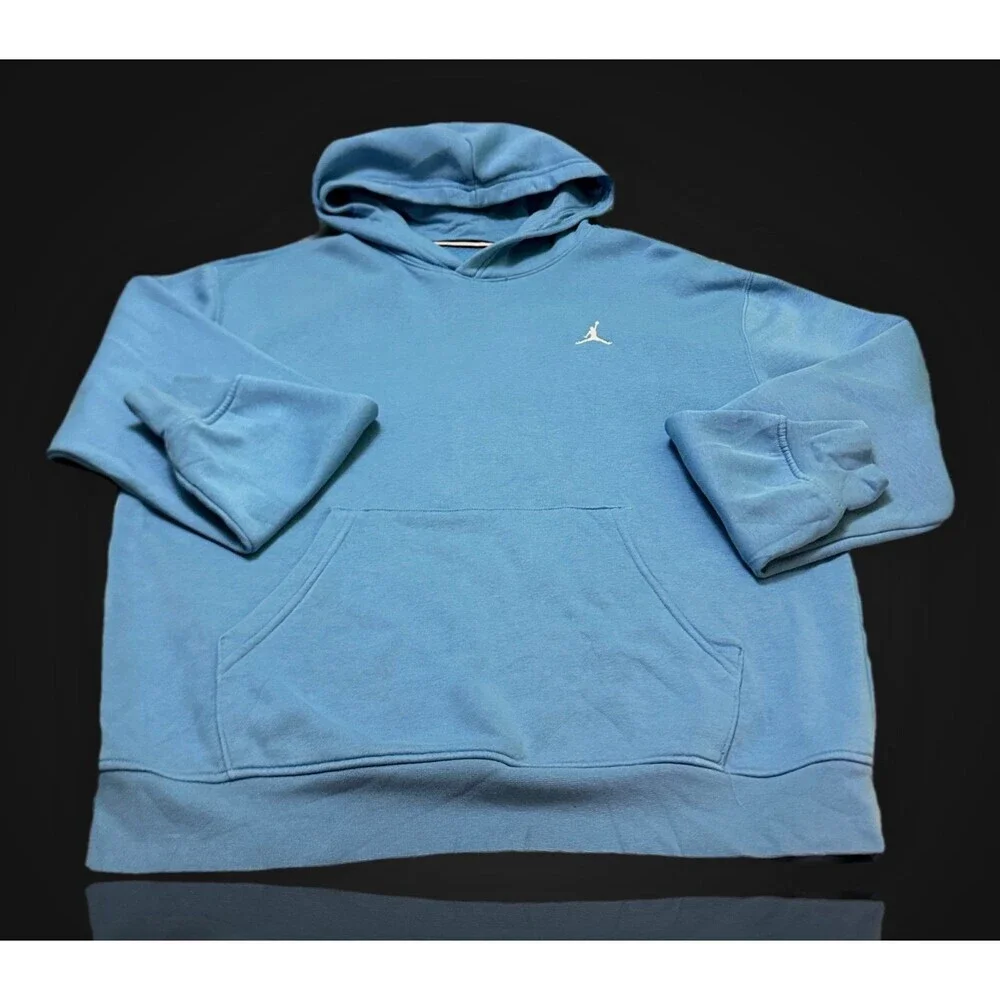 Jordan Light Blue Hoodie with Red Jumpman Logo M